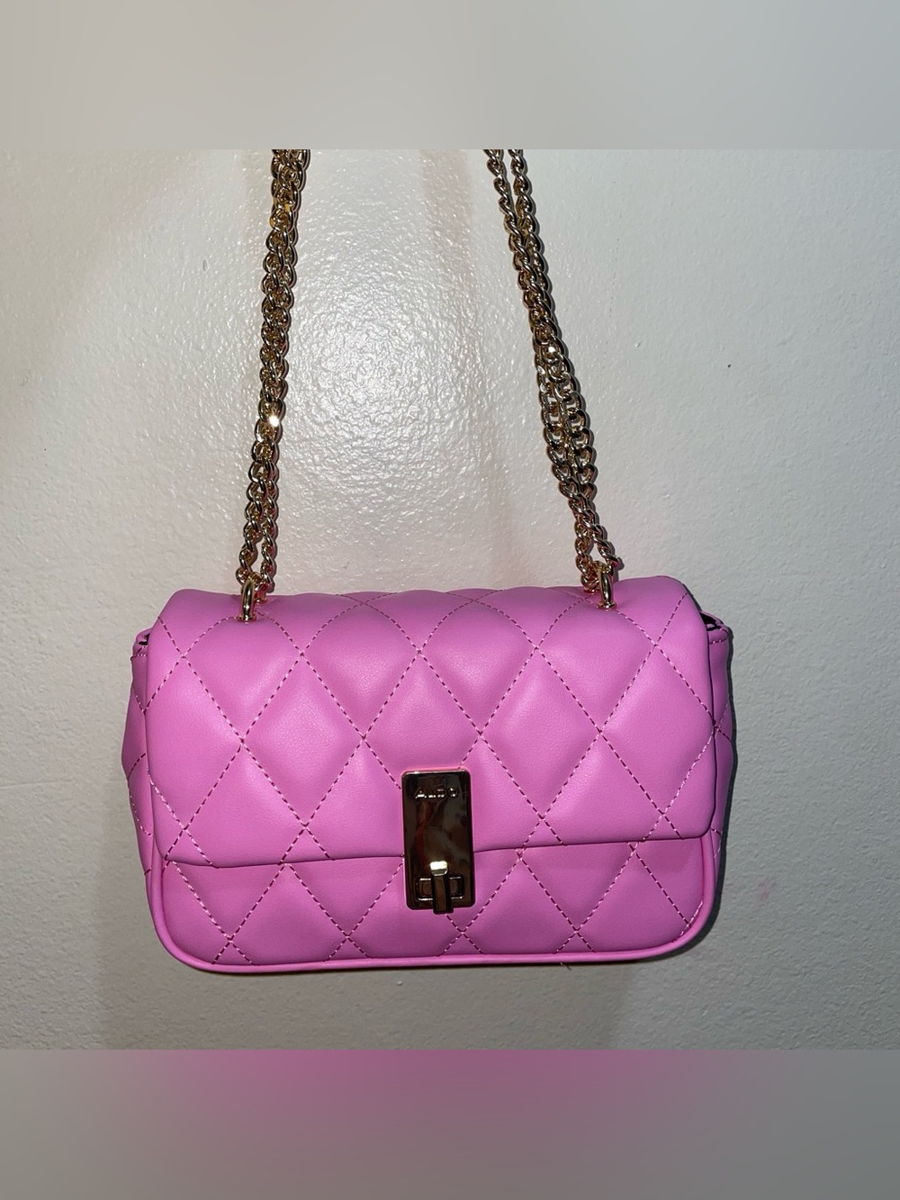 Aldo Quilted Chain Shoulder Bag in Pink